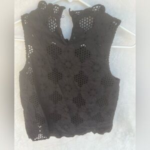 J. .Crew Black Eyelet Lace Top with Camisole – Size Small